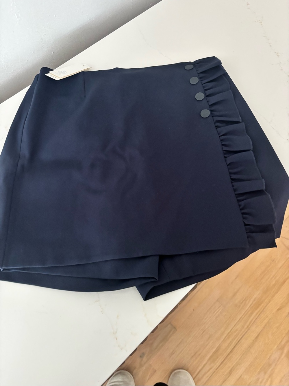 Tory Burch Navy Ruffle Wrap Skirt